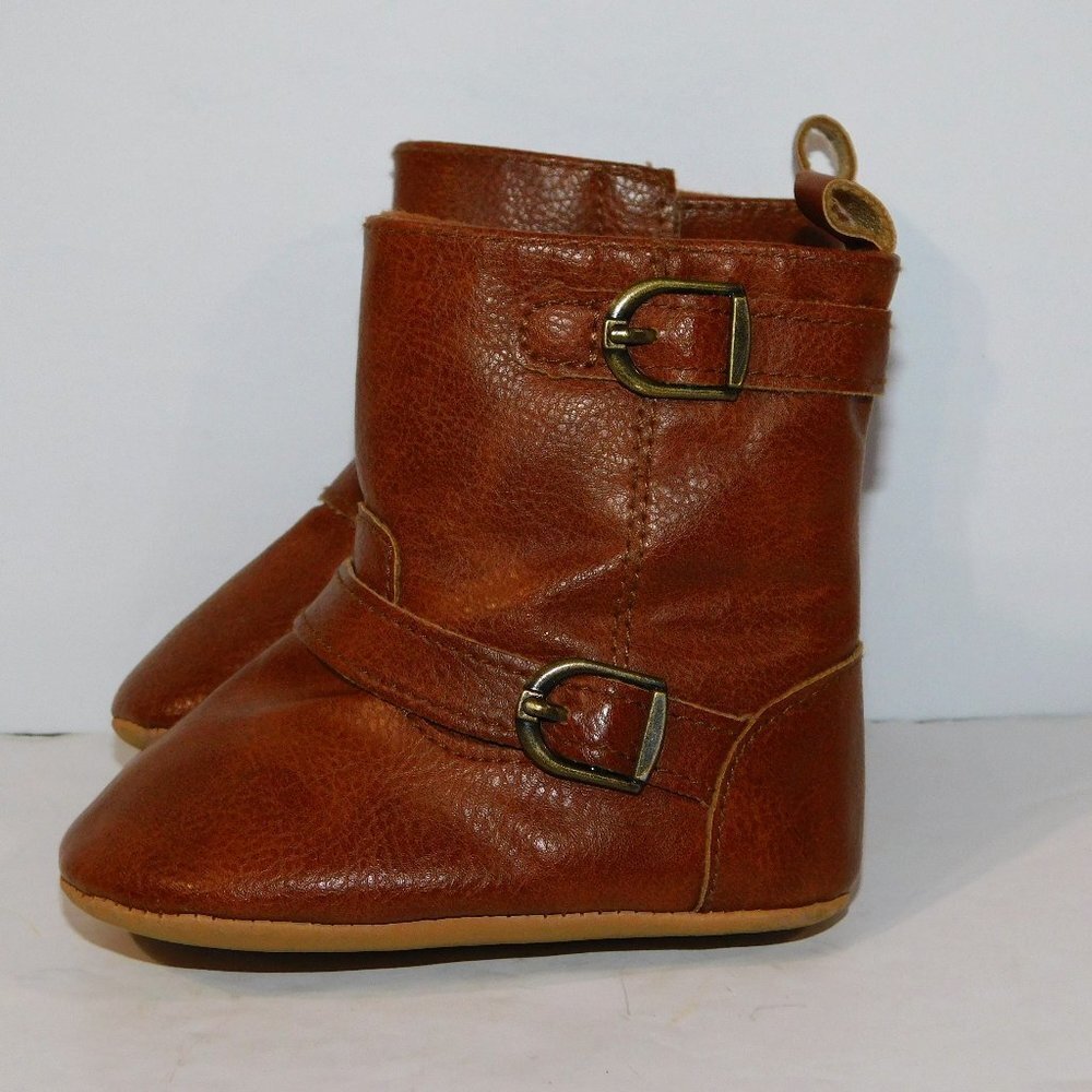 Old Navy Baby Baby Brown Boots with Buckles Booties Girl 6-12 Months